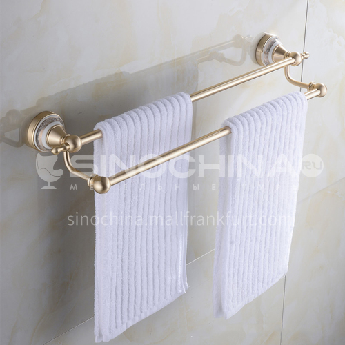 Bathroom champagne gold space aluminum double bar towel rack9112